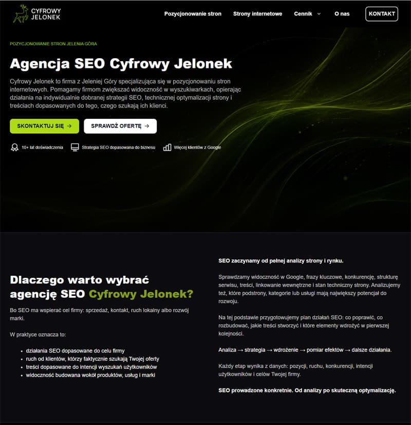 agencja SEO cyfrowy jelonek strona internetowa realizacja